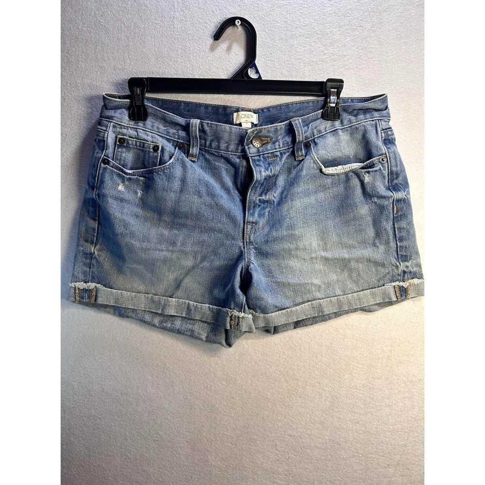 J.CREW Women's Bermuda Denim Shorts Light Wash Cuffed Hem Size 28